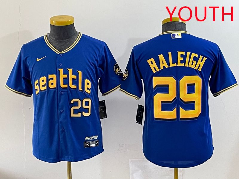 Youth Seattle Mariners #29 Raleigh Blue City Edition 2025 Nike MLB Jersey style 4->women mlb jersey->Women Jersey